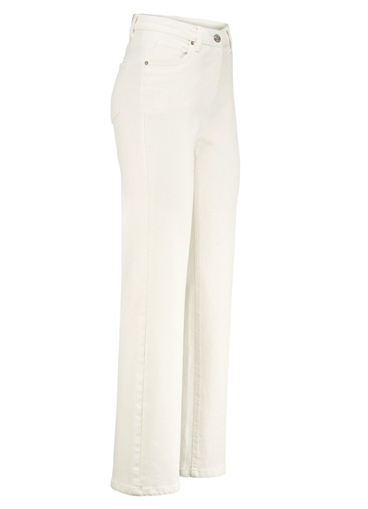 Hosen mit Knopf- und Reißverschluss - Jeans mit weitem Beinverlauf, in Größe 017 bis 052, in Farbe ECRU Ansicht 4