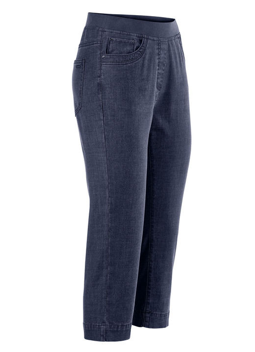 Hosen in Schlupfform - Caprijeans mit Strasssteinchenzier, in Größe 018 bis 052, in Farbe HELLBLAU Ansicht 7