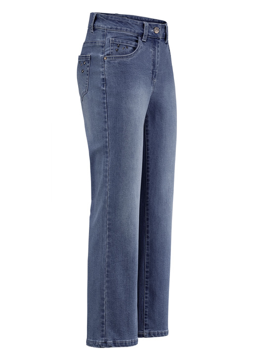 Hosen mit Knopf- und Reißverschluss - Jeans mit trendigen Ziernieten, in Größe 017 bis 050, in Farbe HELLBLAU Ansicht 6