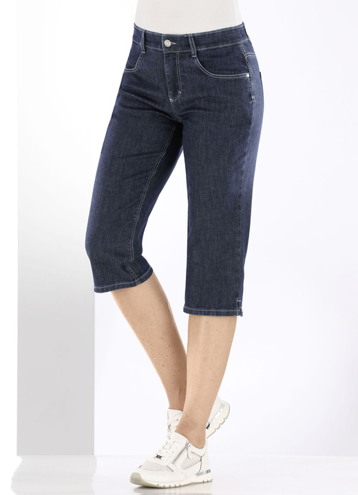 Hosen mit Knopf- und Reißverschluss - Capri-Jeans, in Größe 034 bis 052, in Farbe DUNKELBLAU Ansicht 3