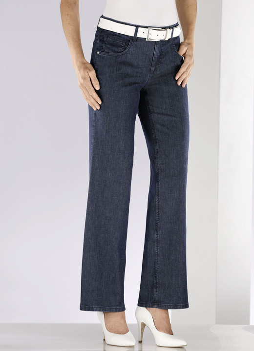 Hosen mit Knopf- und Reißverschluss - Jeans mit modisch weiterem Beinverlauf, in Größe 017 bis 050, in Farbe DUNKELBLAU Ansicht 3