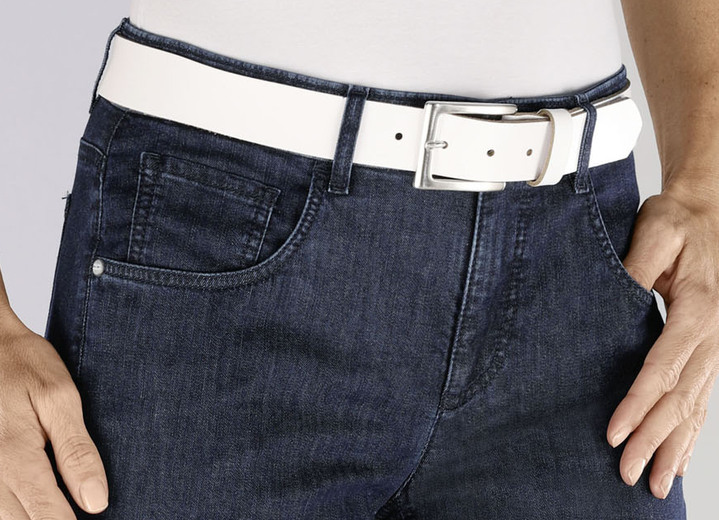 Gürtel - Trendiger Damen-Gürtel aus Leder, 3,5 cm breit, in Größe 100 bis 120, in Farbe TAUPE Ansicht 8