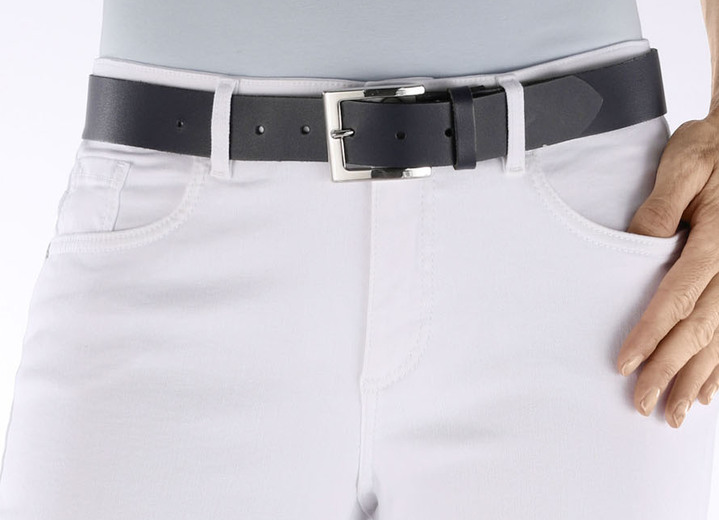 Gürtel - Trendiger Damen-Gürtel aus Leder, 3,5 cm breit, in Größe 100 bis 120, in Farbe TAUPE Ansicht 13