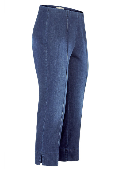 Hosen in Schlupfform - Capri-Jeans mit streckenden Biesen, in Größe 018 bis 052, in Farbe DUNKELBLAU Ansicht 5
