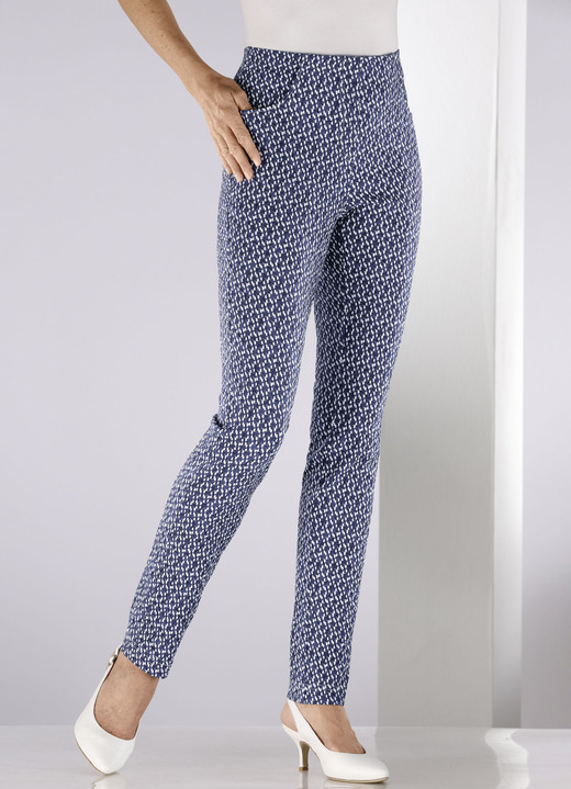 Hosen in Schlupfform - Edle Hose von Adelina, in Größe 018 bis 052, in Farbe MARINE-ECRU Ansicht 3