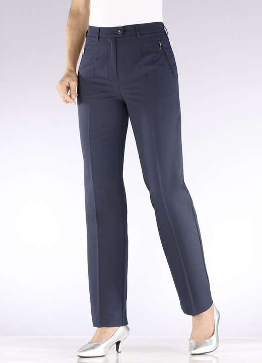 Hosen mit Knopf- und Reißverschluss - Hose mit Reißverschlüssen an den Seitentaschen, in Größe 018 bis 052, in Farbe MARINE Ansicht 3