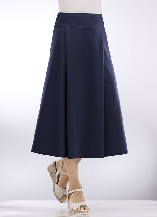 Uni - Rock mit gelegten Falten, in Größe 018 bis 054, in Farbe MARINE Ansicht 1