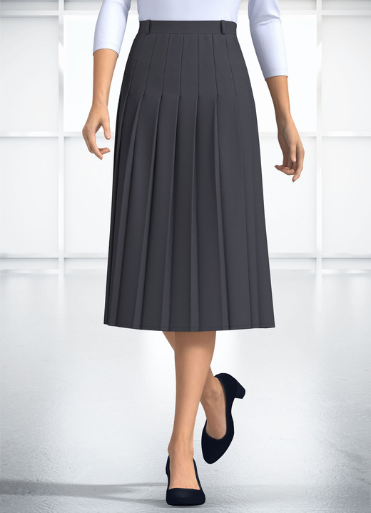 Uni - Rock mit Falten rundum, in Größe 019 bis 054, in Farbe MARINE Ansicht 2