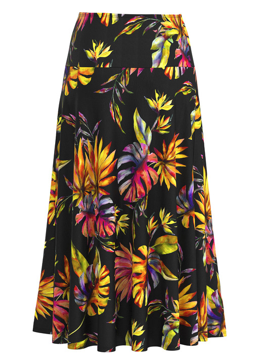 Gemustert - Rock mit farbbrillantem Druck, in Größe 018 bis 054, in Farbe SCHWARZ-BUNT Ansicht 3