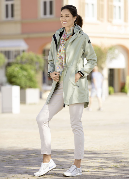 Lang - Funktions-Kurzmantel mit fester Kapuze, in Größe 036 bis 050, in Farbe LINDGRÜN Ansicht 1