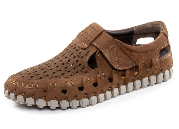 Slipper & Schnürschuhe - Sommerliche Herren-Slipper, mit herausnehmbarem Fußbett, in Größe 040 bis 046, in Farbe SCHWARZ Ansicht 7