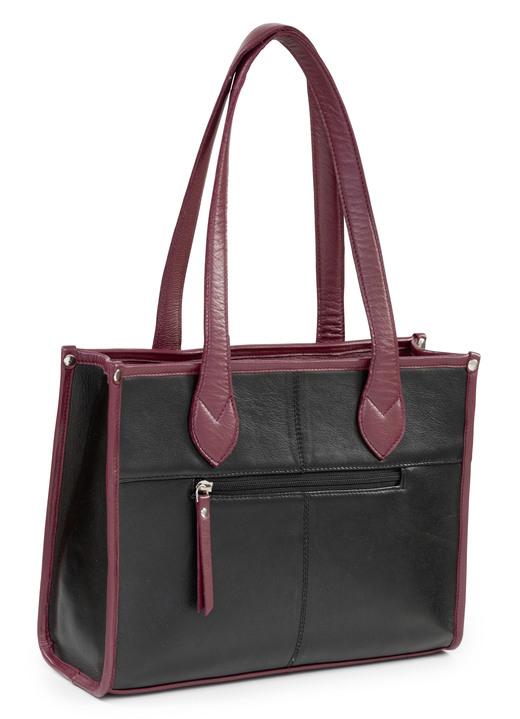 Taschen - Laurina, Tasche, Damen, aus Leder, in Farbe SCHWARZ-BORDEAUX Ansicht 2