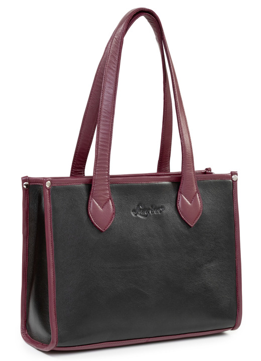 Taschen - Laurina, Tasche, Damen, aus Leder, in Farbe SCHWARZ-BORDEAUX Ansicht 1