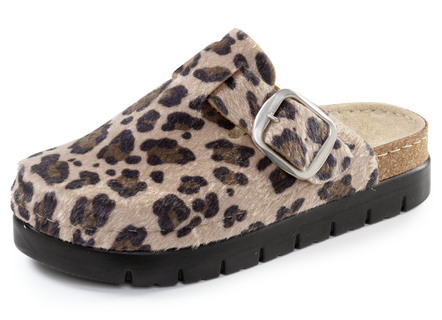 ELENA EDEN, trendige Damen-Clogs, Weite G, mit Leo-Print