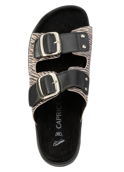 Sandaletten & Pantoletten - Caprice, trendige Damen-Pantoletten, Weite G, mit herausnehmbarem Fußbett, in Größe 036 bis 042, in Farbe SCHWARZ-SAND Ansicht 2