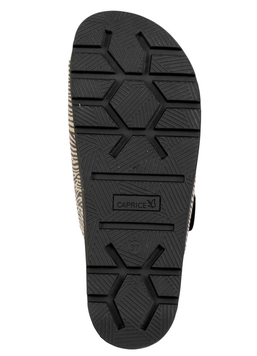 Sandaletten & Pantoletten - Caprice, trendige Damen-Pantoletten, Weite G, mit herausnehmbarem Fußbett, in Größe 036 bis 042, in Farbe SCHWARZ-SAND Ansicht 3