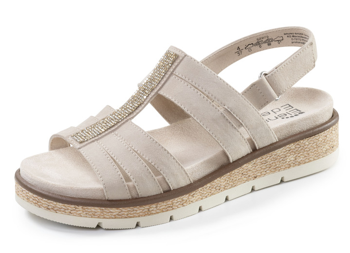 Sandaletten & Pantoletten - ELENA EDEN, schicke Damen-Sandalen, Weite G, mit herausnehmbarem Fußbett, in Größe 036 bis 042, in Farbe SAND Ansicht 1