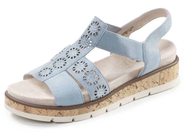 Damenmode - ELENA EDEN, sommerliche Damen-Sandalen, Weite G, mit herausnehmbarem Fußbett, in Größe 036 bis 042, in Farbe KIESEL Ansicht 4