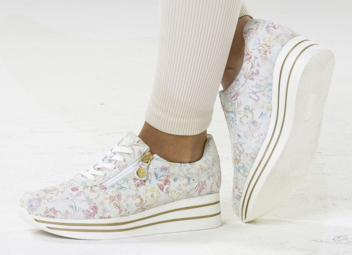 Slipper & Schnürschuhe - ELENA EDEN, stilvolle Damen-Sneaker, Weite G, mit herausnehmbarem Fußbett, in Größe 036 bis 042, in Farbe ECRU-BUNT Ansicht 4