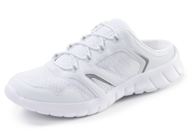 Slipper & Schnürschuhe - Sportlicher Damen-Sabot, mit herausnehmbarem Fußbett, in Größe 036 bis 042, in Farbe WEISS Ansicht 1