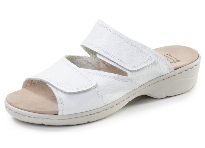 Damenmode - ELENA EDEN, bequeme Damen-Pantoletten, Weite H, mit herausnehmbarem Fußbett, in Größe 036 bis 042, in Farbe WEISS Ansicht 1