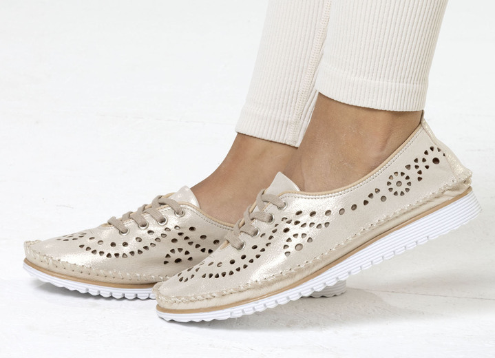 Slipper & Schnürschuhe - Andrea Conti, sommerliche Damen-Schnürschuhe, Weite G, mit herausnehmbarem Fußbett, in Größe 036 bis 042, in Farbe WEISS Ansicht 7