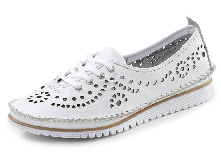 Slipper & Schnürschuhe - Andrea Conti, sommerliche Damen-Schnürschuhe, Weite G, mit herausnehmbarem Fußbett, in Größe 036 bis 042, in Farbe WEISS Ansicht 1