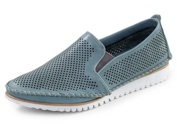Slipper & Schnürschuhe - Andrea Conti, sommerliche Damen-Slipper, Weite G, mit herausnehmbarem Fußbett, in Größe 036 bis 042, in Farbe JEANS Ansicht 1