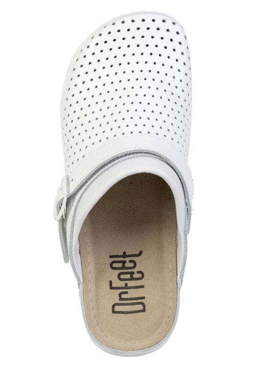 Sandaletten & Pantoletten - Sommerliche Damen-Clogs, aus Leder, in Größe 036 bis 042, in Farbe WEISS Ansicht 2