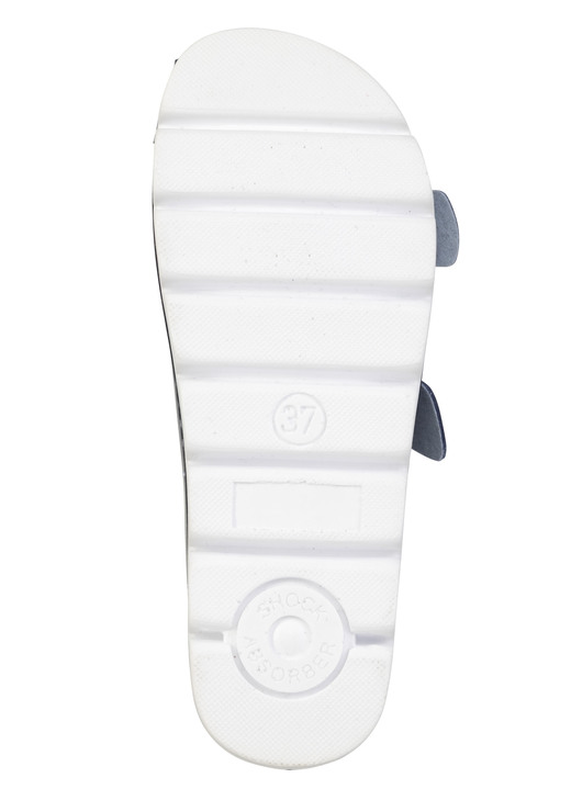 Sandaletten & Pantoletten - Klassische Damen-Pantoletten, mit verstellbaren Schließen, in Größe 036 bis 042, in Farbe STAHLBLAU Ansicht 3