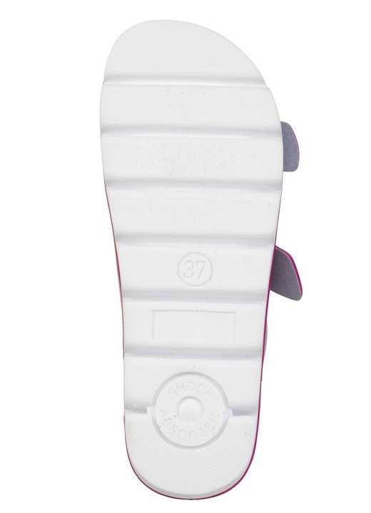 Sandaletten & Pantoletten - Klassische Damen-Pantoletten, mit verstellbaren Schließen, in Größe 036 bis 042, in Farbe STAHLBLAU Ansicht 6