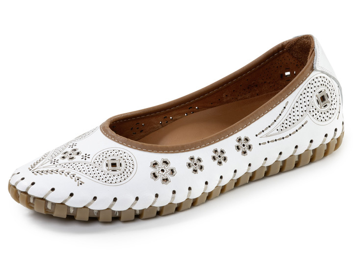 Pumps & Ballerina - ELENA EDEN, sommerliche Damen-Ballerinas, Weite G, mit herausnehmbarem Fußbett, in Größe 036 bis 042, in Farbe COGNAC Ansicht 4