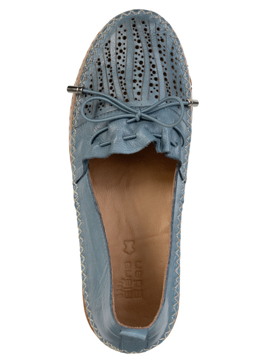 Damenmode - ELENA EDEN, sommerliche Damen-Slipper, Weite G, aus Leder, in Größe 036 bis 041, in Farbe JEANS Ansicht 2