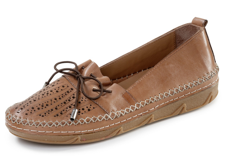 Slipper & Schnürschuhe - ELENA EDEN, sommerliche Damen-Slipper, Weite G, aus Leder, in Größe 036 bis 041, in Farbe JEANS Ansicht 4