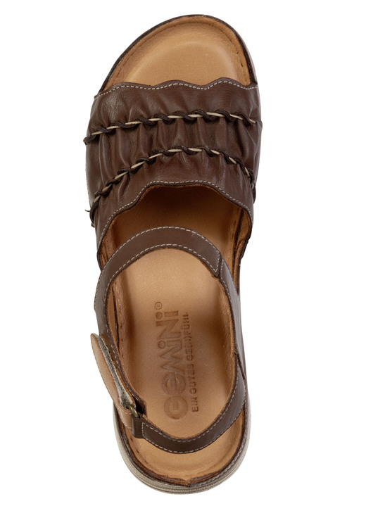 Sandaletten & Pantoletten - Gemini, leichte Damen-Sandalen, Weite G, aus Leder, in Größe 036 bis 042, in Farbe KIESEL Ansicht 5