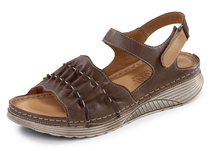 Sandaletten & Pantoletten - Gemini, leichte Damen-Sandalen, Weite G, aus Leder, in Größe 036 bis 042, in Farbe KIESEL Ansicht 4