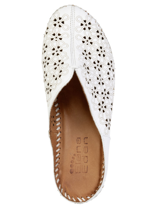 Sandaletten & Pantoletten - ELENA EDEN, sommerliche Damen-Clogs, Weite G, aus Leder, in Größe 036 bis 042, in Farbe WEISS Ansicht 2