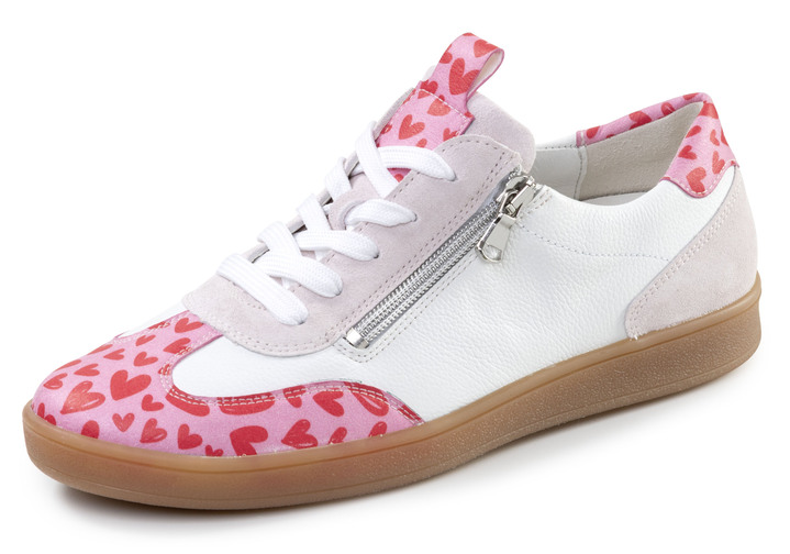 Sport- & Freizeitschuhe - Waldläufer, modische Damen-Sneaker, Weite H, mit herausnehmbarem Fußbett, in Größe 3 1/2 bis 8, in Farbe WEISS-ROSA Ansicht 1