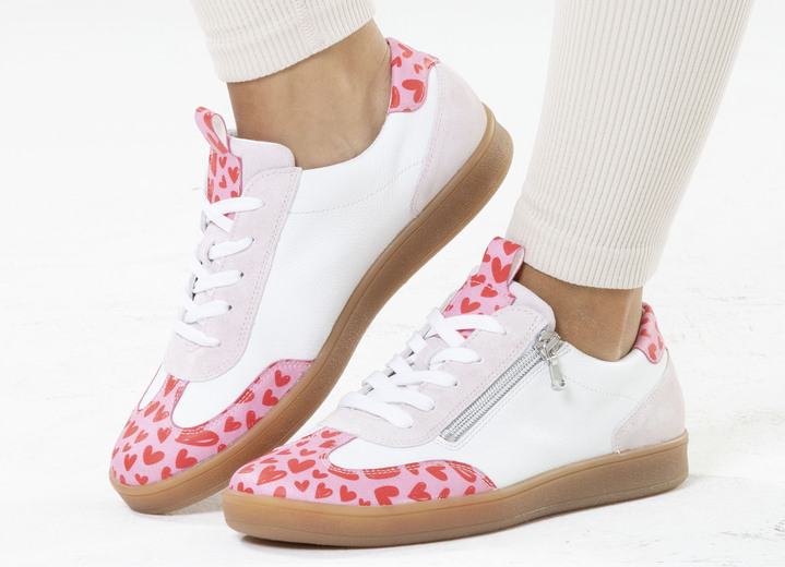 Sport- & Freizeitschuhe - Waldläufer, modische Damen-Sneaker, Weite H, mit herausnehmbarem Fußbett, in Größe 3 1/2 bis 8, in Farbe WEISS-ROSA Ansicht 5