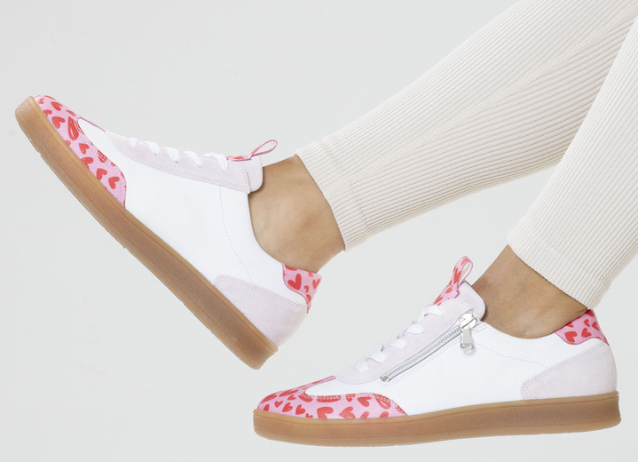 Sport- & Freizeitschuhe - Waldläufer, modische Damen-Sneaker, Weite H, mit herausnehmbarem Fußbett, in Größe 3 1/2 bis 8, in Farbe WEISS-ROSA Ansicht 6