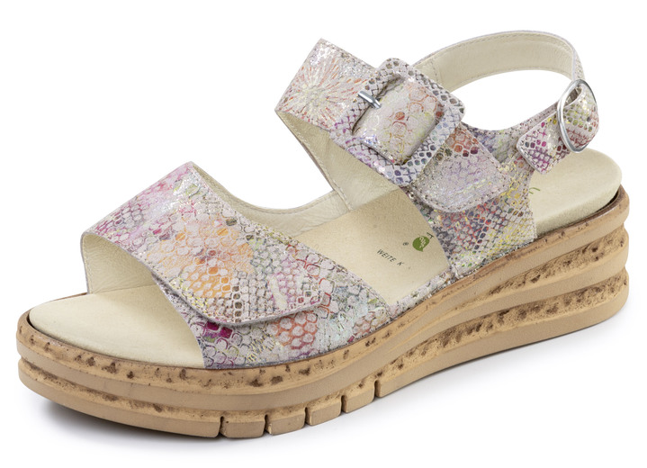 Sandaletten & Pantoletten - Waldläufer, bequeme Damen-Sandaletten, Weite K, mit herausnehmbarem Fußbett, in Größe 3 1/2 bis 8, in Farbe ROSÉ-BUNT Ansicht 1