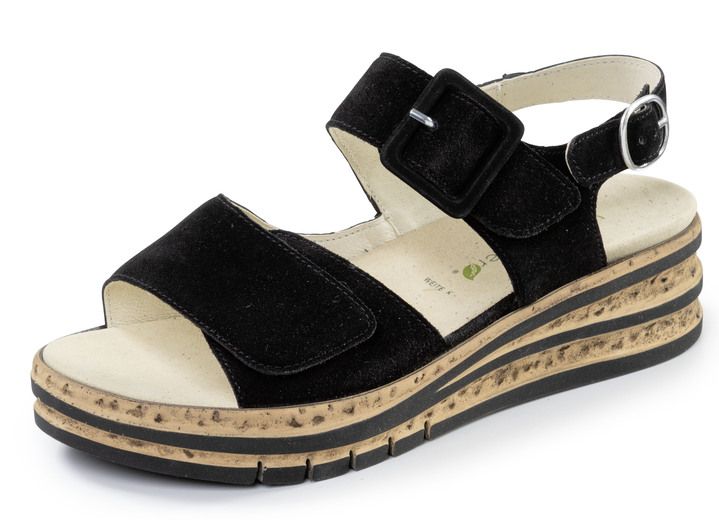 Sandaletten & Pantoletten - Waldläufer, bequeme Damen-Sandaletten, Weite K, mit herausnehmbarem Fußbett, in Größe 3 1/2 bis 8, in Farbe ROSÉ-BUNT Ansicht 4