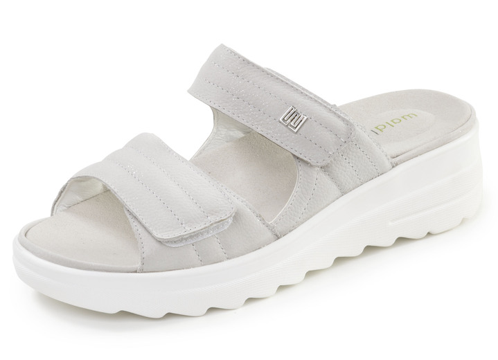 Sandaletten & Pantoletten - Waldläufer, bequeme Damen-Pantoletten, Weite H, mit herausnehmbarem Fußbett, in Größe 3 1/2 bis 8, in Farbe BLEU Ansicht 4