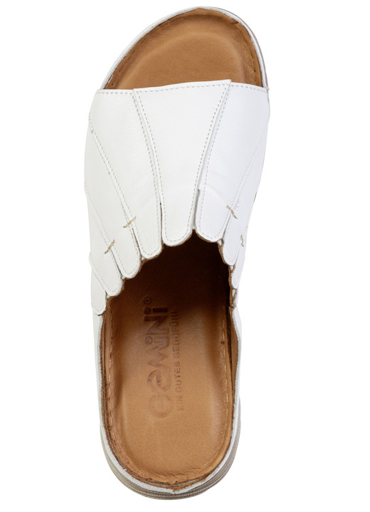 Damenmode - Gemini, stilvolle Damen-Pantoletten, Weite G, aus Leder, in Größe 036 bis 042, in Farbe WEISS Ansicht 2
