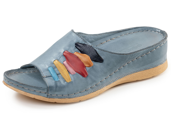 Sandaletten & Pantoletten - Gemini, trendige Damen-Pantoletten, Weite G, mit Gummizug, in Größe 036 bis 041, in Farbe JEANS Ansicht 1