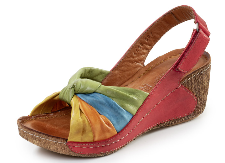 Sandaletten & Pantoletten - Gemini, trendige Damen-Sandaletten, Weite G, mit verstellbarer Klettspange, in Größe 036 bis 041, in Farbe ROT-BUNT Ansicht 1
