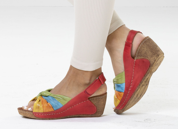 Sandaletten & Pantoletten - Gemini, trendige Damen-Sandaletten, Weite G, mit verstellbarer Klettspange, in Größe 036 bis 041, in Farbe WEISS-BUNT Ansicht 7