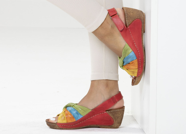 Damenmode - Gemini, trendige Damen-Sandaletten, Weite G, mit verstellbarer Klettspange, in Größe 036 bis 041, in Farbe WEISS-BUNT Ansicht 8