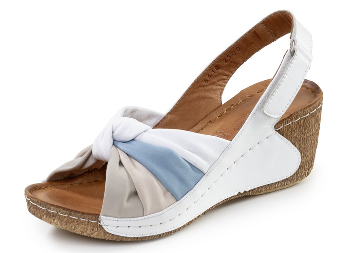 Damenmode - Gemini, trendige Damen-Sandaletten, Weite G, mit verstellbarer Klettspange, in Größe 036 bis 041, in Farbe WEISS-BUNT Ansicht 1