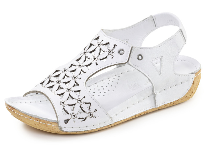 Sandaletten & Pantoletten - Gemini, sommerliche Damen-Sandalen, Weite G, aus Leder, in Größe 036 bis 042, in Farbe WEISS Ansicht 1